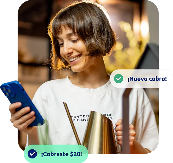 Emprendedora cobrando con Poket